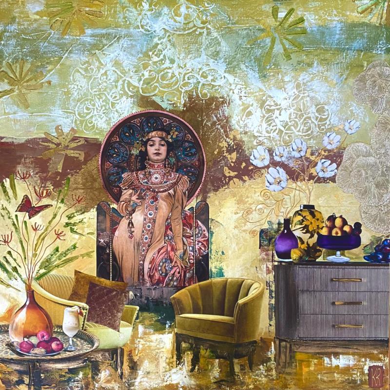 Painting Dans l'attente by Romanelli Karine | Painting Figurative Life style Gluing