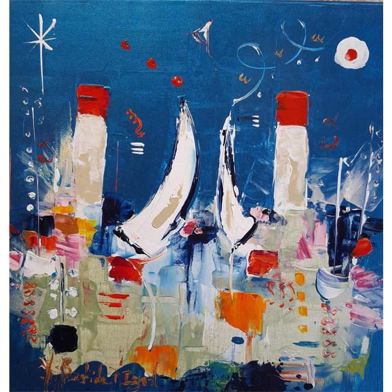 Pintura Arrivée en méditerranée por Bastide d´Izard Armelle | Pintura Arte bruto Acrílico