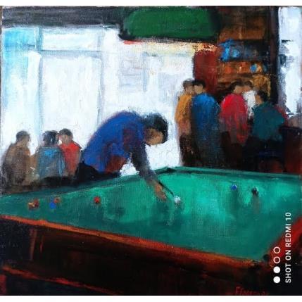 Painting le billard by Fernando | Painting Figurative Oil Life style