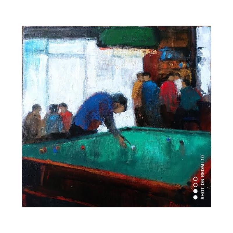 Painting le billard by Fernando | Painting Figurative Life style Oil