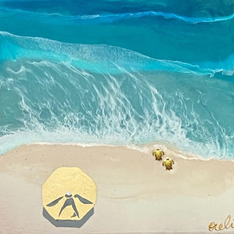 Peinture Grand Baie par Aurélie Lafourcade painter | Tableau Figuratif Paysages Marine Minimaliste Acrylique Résine