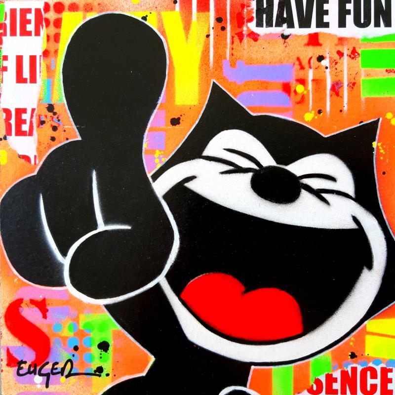 Painting HAVE FUN by Euger Philippe | Painting Pop-art Pop icons Graffiti Cardboard Acrylic Gluing
