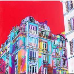 Pintura Derrière la fenêtre se joue une tension érotique por Anicet Olivier | Pintura Figurativo Acrílico Life style, Urbano