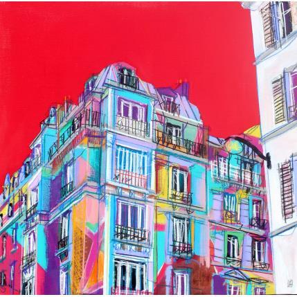 Peinture Derrière la fenêtre se joue une tension érotique par Anicet Olivier | Tableau Figuratif Acrylique scènes de vie, Urbain