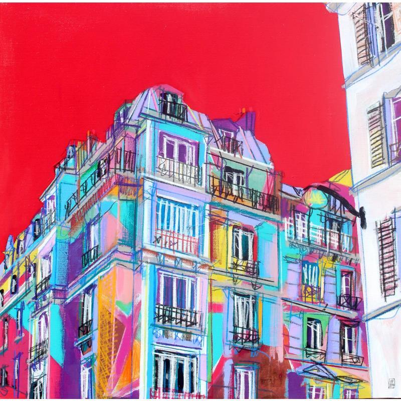 Pintura Derrière la fenêtre se joue une tension érotique por Anicet Olivier | Pintura Figurativo Urbano Life style Acrílico