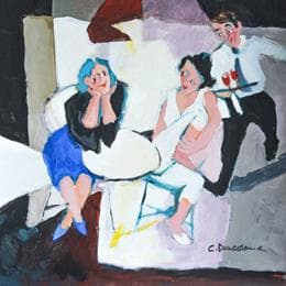 Painting Le serveur qui court by Doucedame Christine | Painting Figurative Acrylic Life style