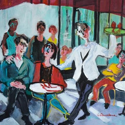 Peinture La Rotonde par Doucedame Christine | Tableau Figuratif Acrylique scènes de vie