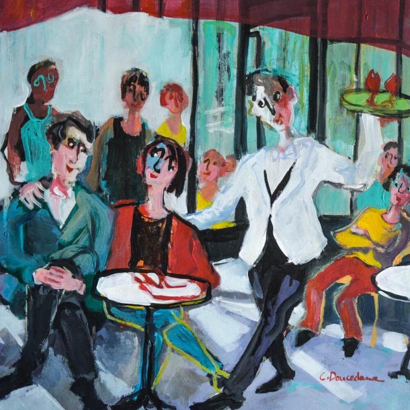 Peinture La Rotonde par Doucedame Christine | Tableau Figuratif Scènes de vie Acrylique