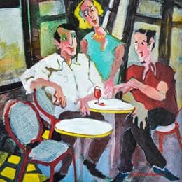 Peinture Le verre plein par Doucedame Christine | Tableau Figuratif Acrylique scènes de vie