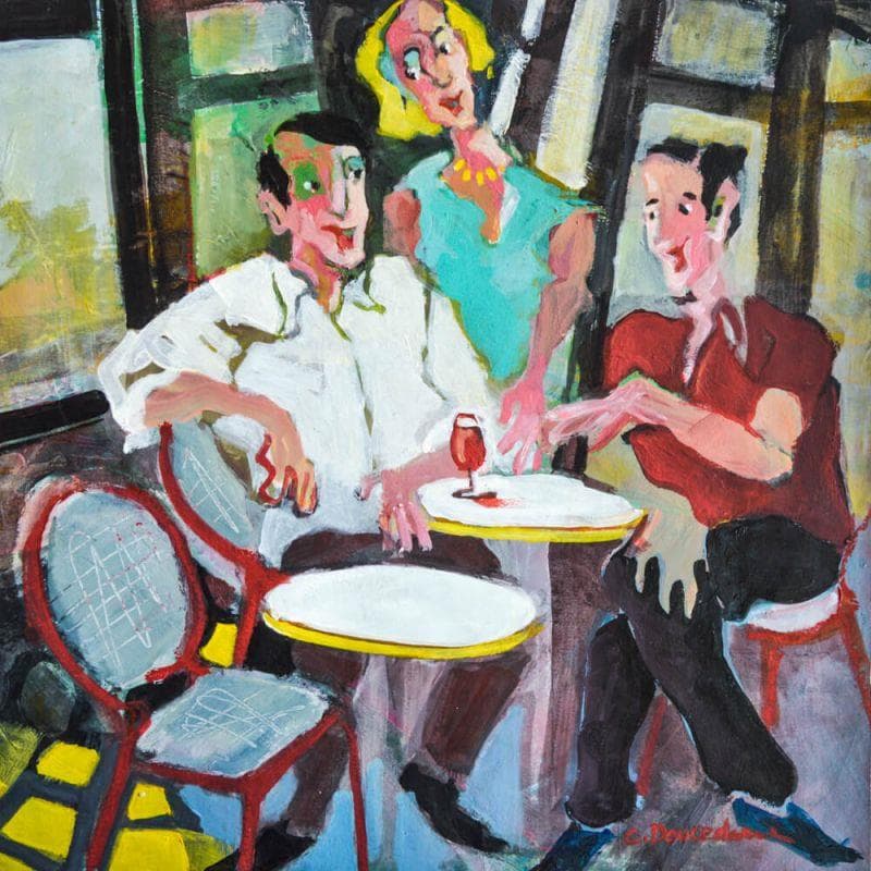 Peinture Le verre plein par Doucedame Christine | Tableau Figuratif Scènes de vie Acrylique