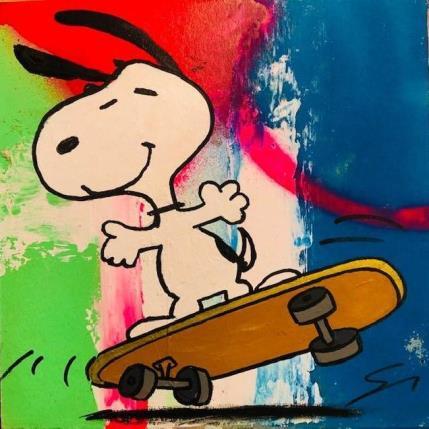 Peinture snoopy skater par Mestres Sergi | Tableau Pop-art Carton, Graffiti Icones Pop