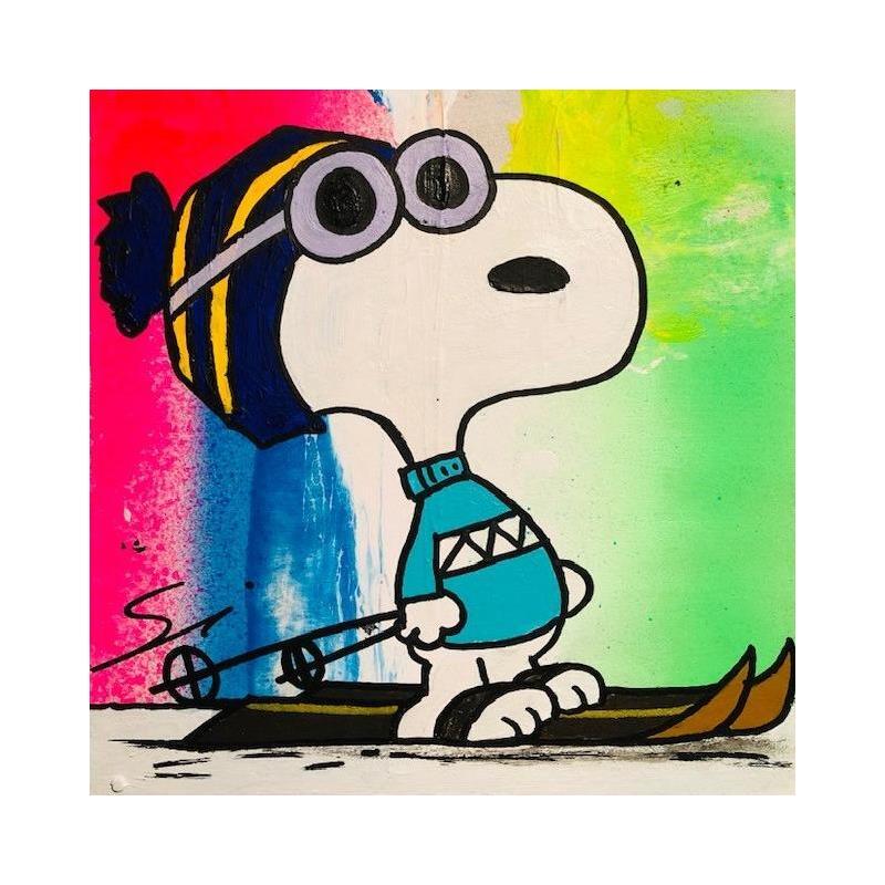 Peinture snoopy in winter par Mestres Sergi | Tableau Pop-art Icones Pop Graffiti Carton