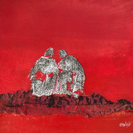 Gemälde Infiniment nous von Escolier Odile | Gemälde Art brut Acryl, Pappe, Sand