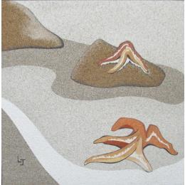 Peinture Les baigneuses par Jovys Laurence  | Tableau Matiérisme Sable Animaux, Marine