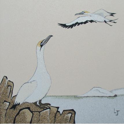 Gemälde Fous de bassan von Jovys Laurence  | Gemälde Materialismus Sand Landschaften, Marine, Tiere