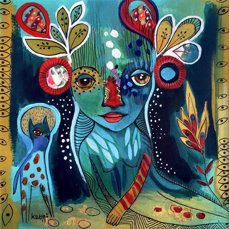 Peinture En communion avec la nature par Ketfa Laure | Tableau Art Singulier Scènes de vie Acrylique