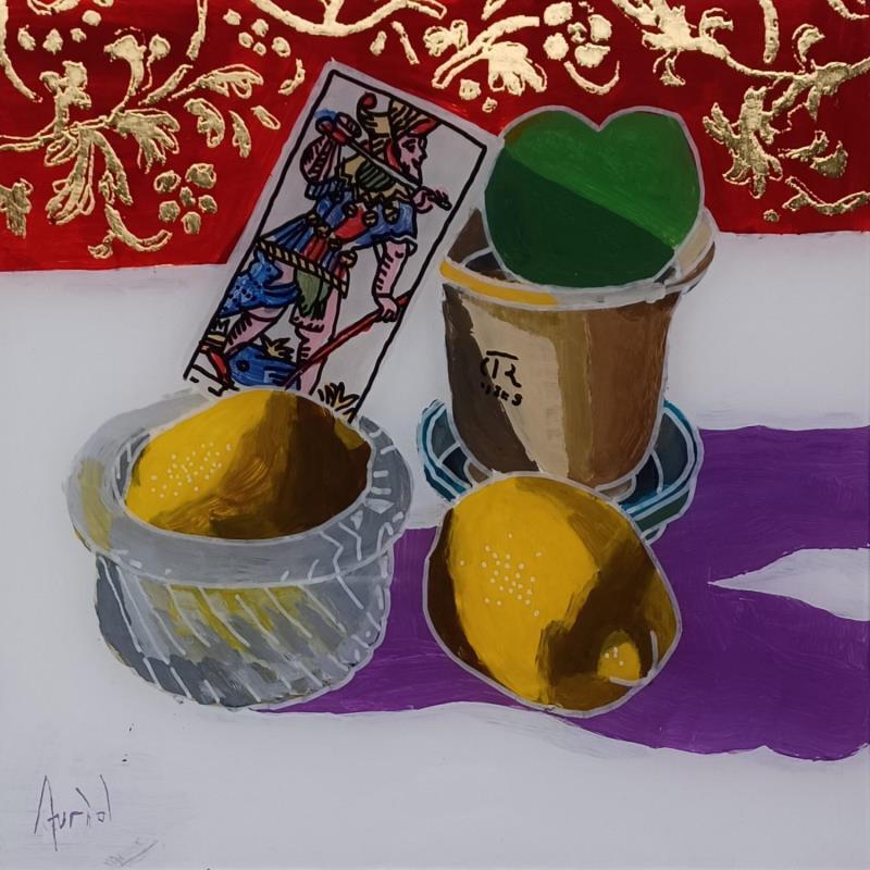 Painting Les citrons joueurs by Auriol Philippe | Painting Figurative Still-life Plexiglass Acrylic Posca
