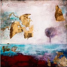 Peinture Arbre au loin par Droit Ode | Tableau Abstrait Paysages