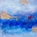 Painting Point rouge sur bleu profond by Droit Ode | Painting Abstract Landscapes