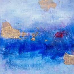 Peinture Point rouge sur bleu profond par Droit Ode | Tableau Abstrait Paysages