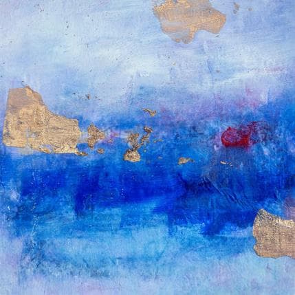 Painting Point rouge sur bleu profond by Droit Ode | Painting Abstract Landscapes