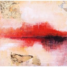 Peinture Horizon feu et or par Droit Ode | Tableau Abstrait Paysages