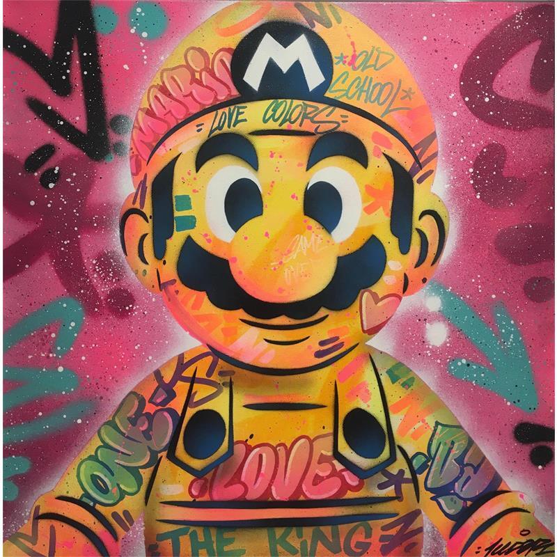 Painting Yellow Mario by Lemoine Mael | Painting Pop-art Pop icons Graffiti Posca