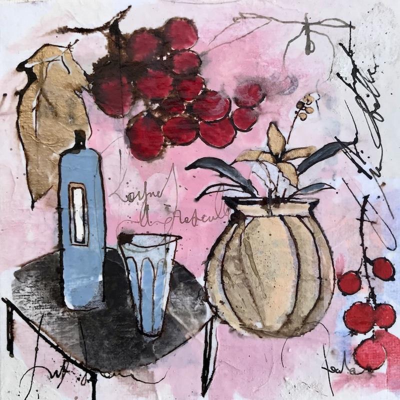 Painting Fruits rouges by Colombo Cécile | Painting Figurative Still-life Acrylic Pastel