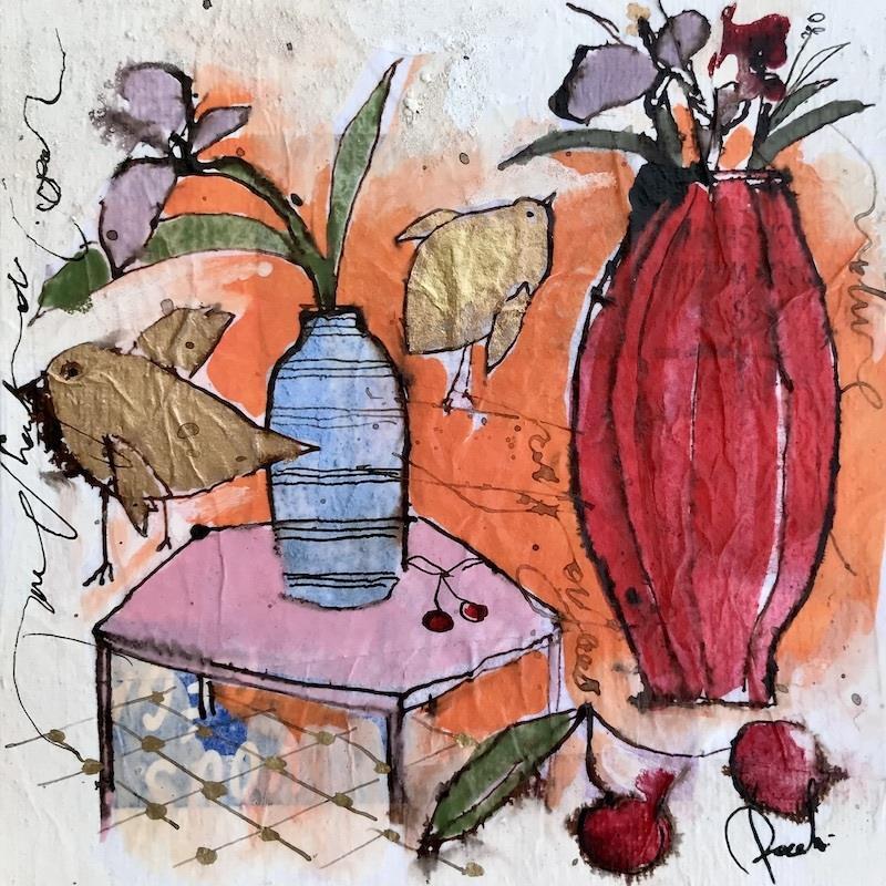 Painting Gold by Colombo Cécile | Painting Figurative Still-life Acrylic Pastel