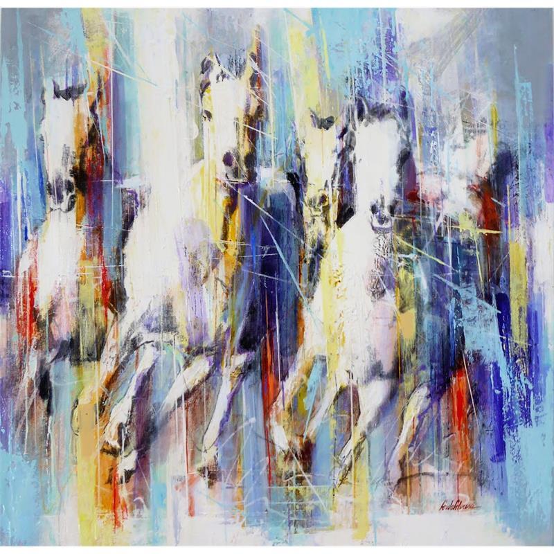 Painting Cavalos de Sonho by Silveira Saulo | Painting Abstract Animals Oil Acrylic