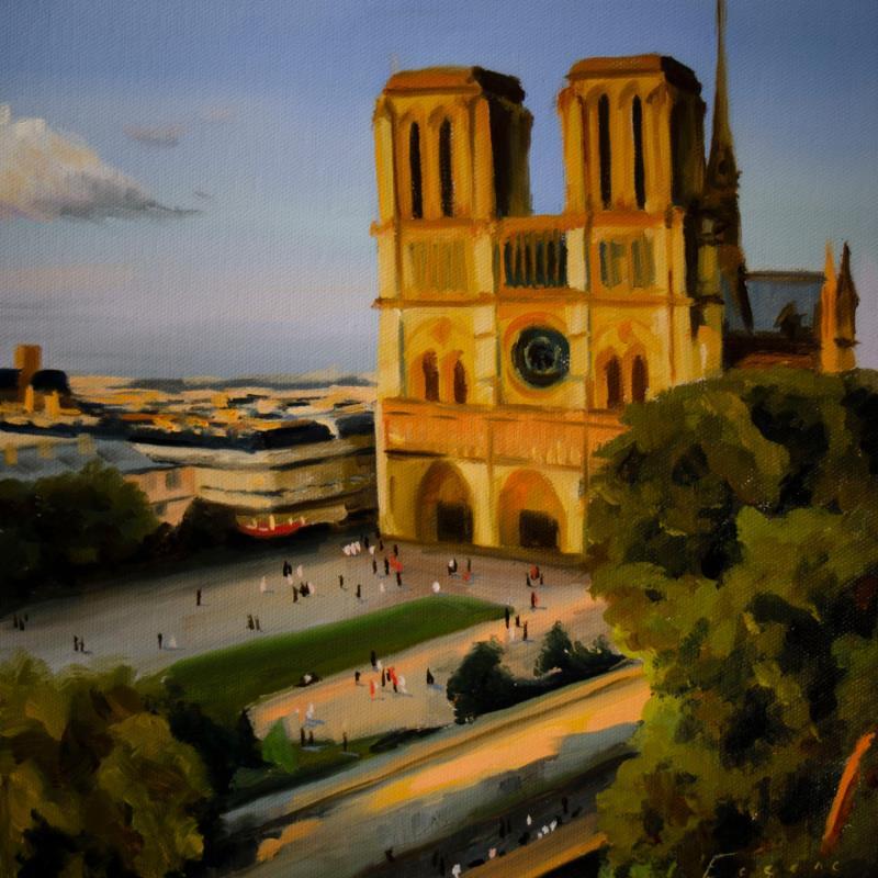 Peinture Fin de journée par Eugène Romain | Tableau Figuratif Paysages Urbain Huile