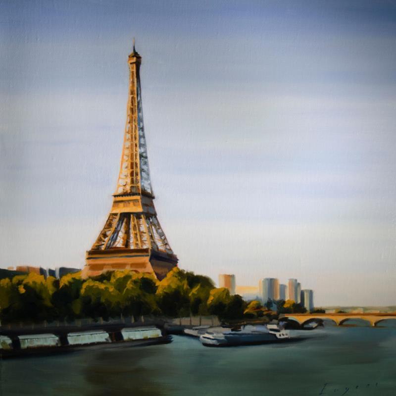 Painting Aube Parisienne by Eugène Romain | Painting Figurative Landscapes Urban Oil