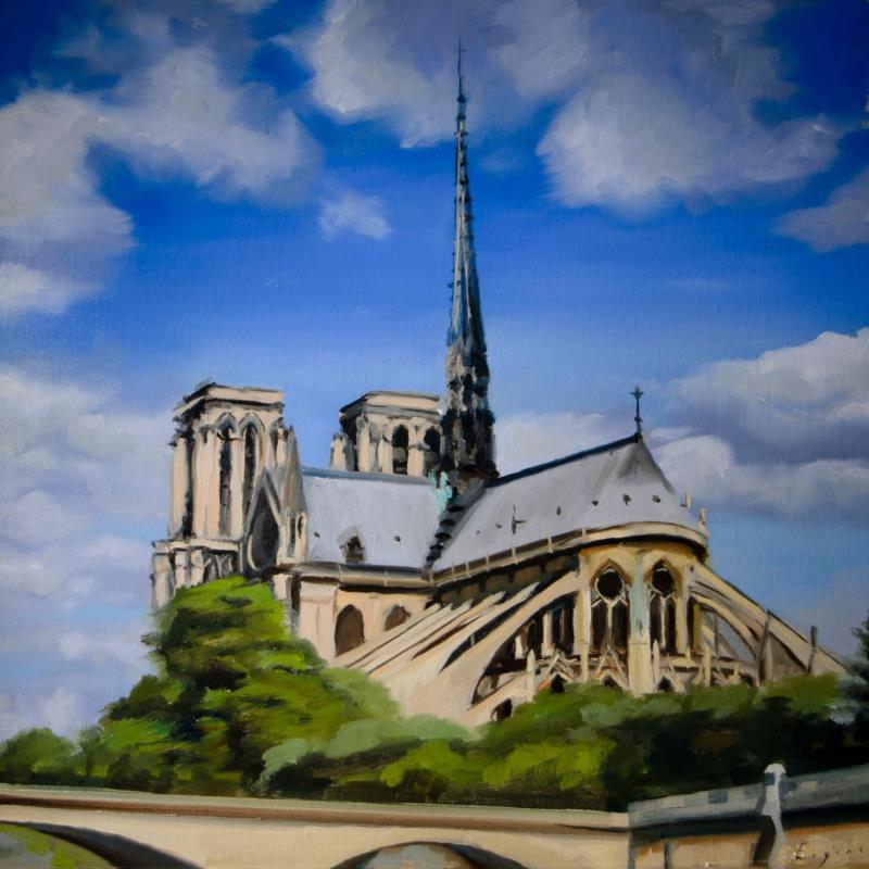 Painting Cathédrale ensoleillée by Eugène Romain | Painting Figurative Landscapes Urban Oil