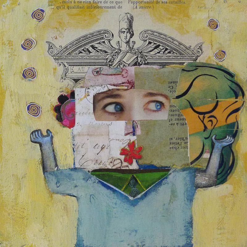 Painting Femme joyeuse by De Sousa Miguel | Painting Raw art Life style