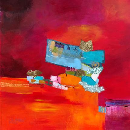 Painting Le rocher de Sainte Anne by Lau Blou | Painting Abstract Acrylic, Cardboard Landscapes