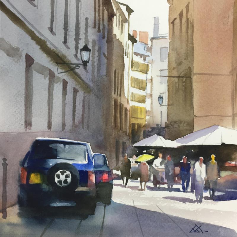 Gemälde Sans titre von Khodakivskyi Vasily | Gemälde Figurativ Landschaften Urban Aquarell