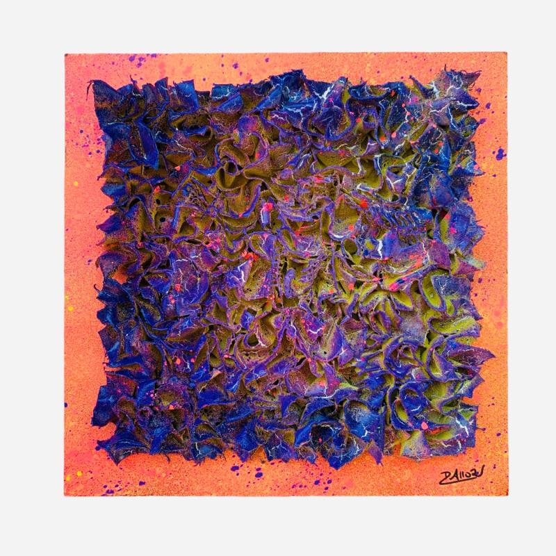 Peinture In my galaxy par Dalloz Julie | Tableau Abstrait Matiérisme Minimaliste Graffiti Bois Textile Upcycling