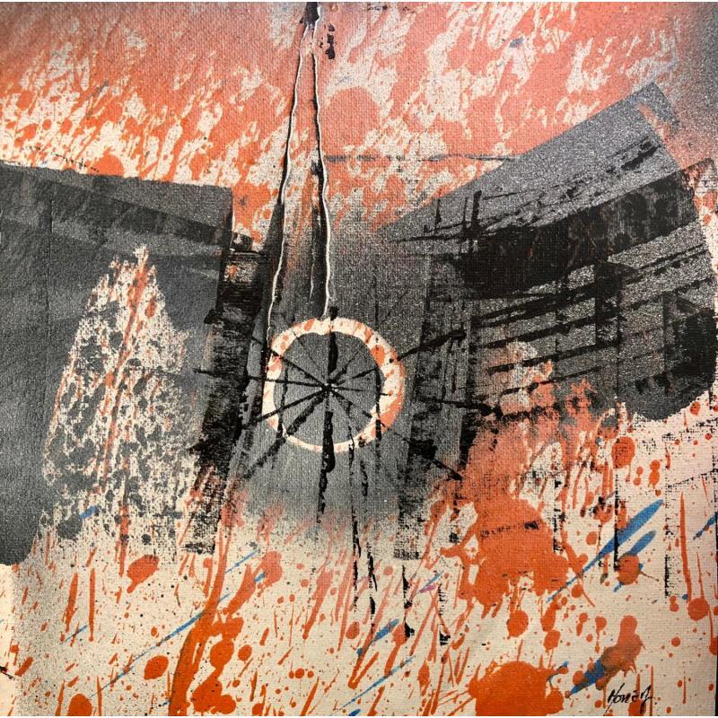 Gemälde Orange Rosace - Cathédrale de Strasbourg von Horea | Gemälde Figurativ Öl