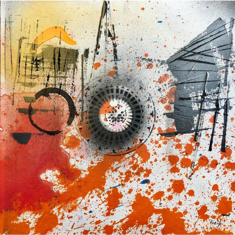 Painting Orange Rosace - Cathédrale de Strasbourg by Horea | Painting Figurative Oil