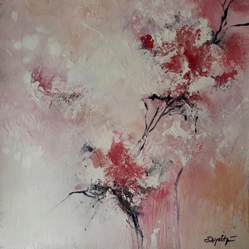 Peinture Rose Hiver par Dupetitpré Roselyne | Tableau Abstrait Minimaliste Acrylique