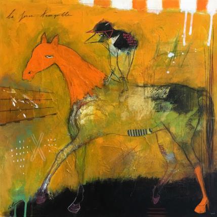 Peinture La force tranquille par Colin Sylvie | Tableau Art Singulier Acrylique, Collage, Pastel Animaux