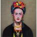 Painting Frida Khalo by Hernandez Abelardo | Painting Figurative Subject matter Pop icons Wood Upcycling