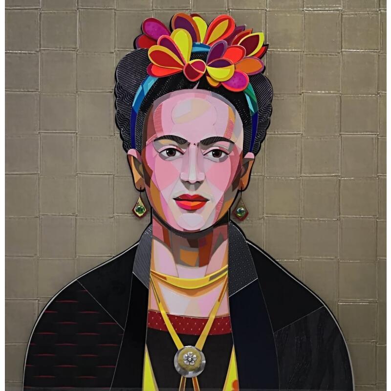 Painting Frida Khalo by Hernandez Abelardo | Painting Figurative Subject matter Pop icons Wood Upcycling