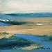 Peinture Paysage Beige Bleu par Chebrou de Lespinats Nadine | Tableau Abstrait Paysages Marine Huile