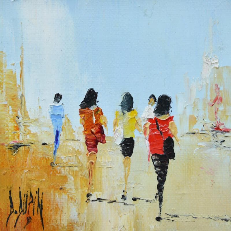 Painting Rouge ardent by Dupin Dominique | Painting Figurative Urban Oil
