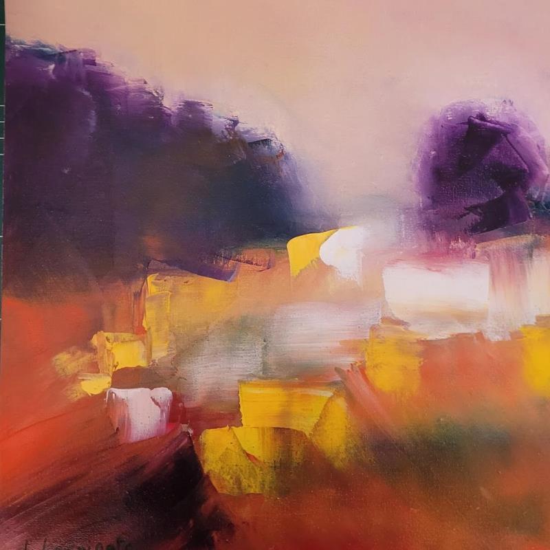 Peinture Paysage Violet Rouge 3 par Chebrou de Lespinats Nadine | Tableau Abstrait Paysages Huile