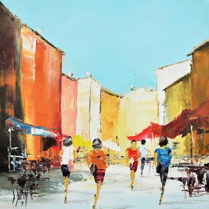 Painting En avant, marche by Dupin Dominique | Painting Figurative Oil Urban