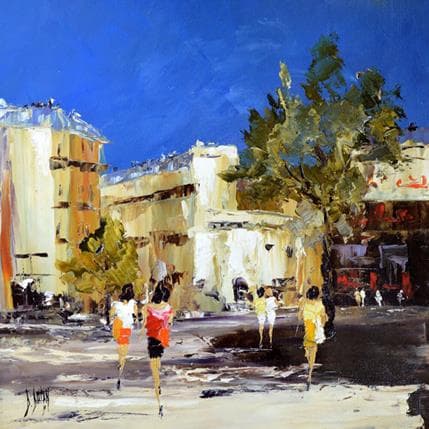 Painting Beau temps assuré by Dupin Dominique | Painting Figurative Oil Urban
