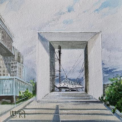 Peinture The great arch of the Defense par Rasa | Tableau Art naïf Acrylique Urbain