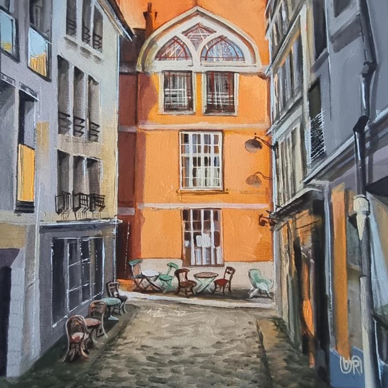 Peinture Rue Veron Montmartre par Rasa | Tableau Art naïf Urbain Acrylique